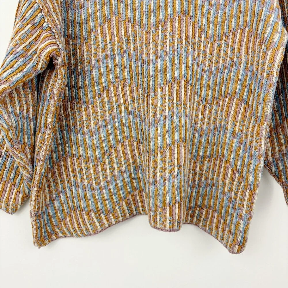 Free People Beach Malibu Pattern Sweater‎ Size S Crewneck Oversized Reversible